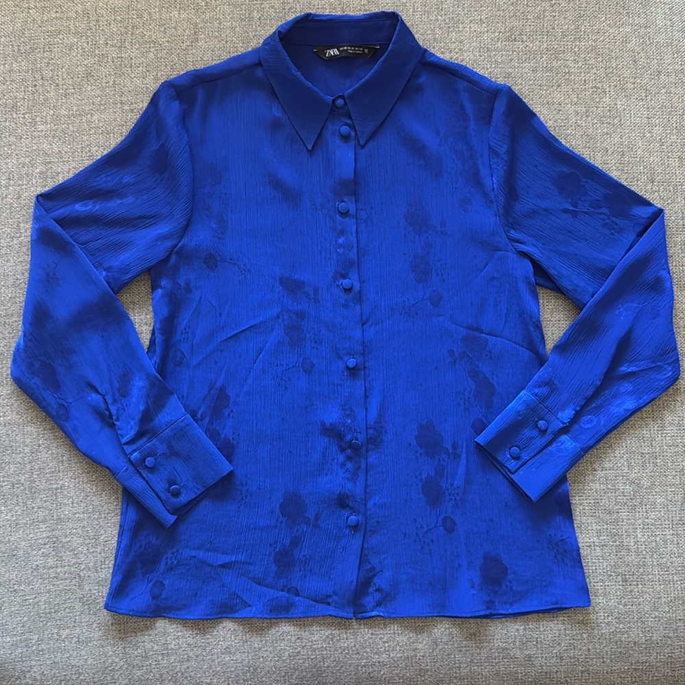 Zara floral button up blouse